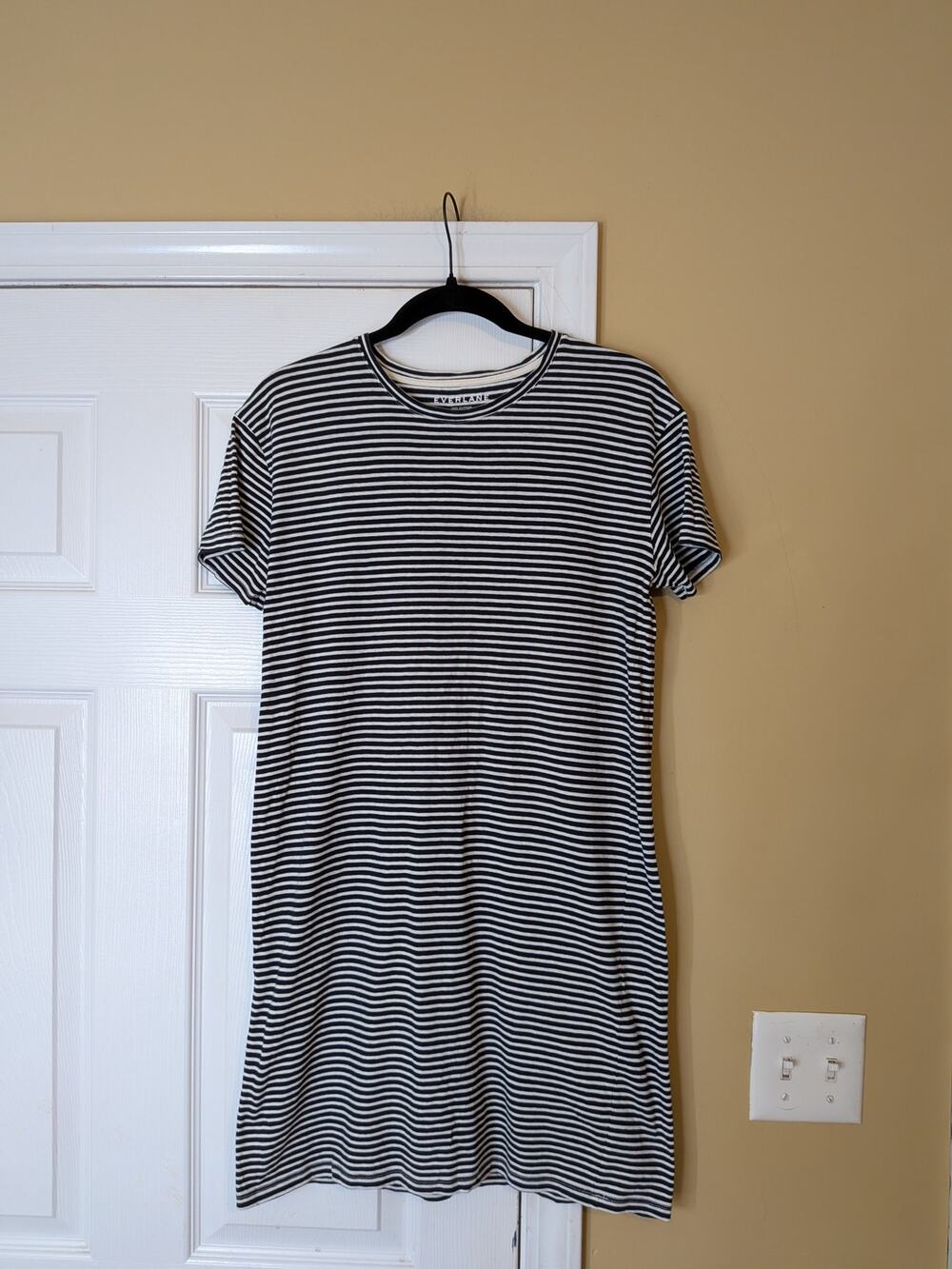Everlane Black & White Striped Cotton T-Shirt Dress Size Small Minimalist